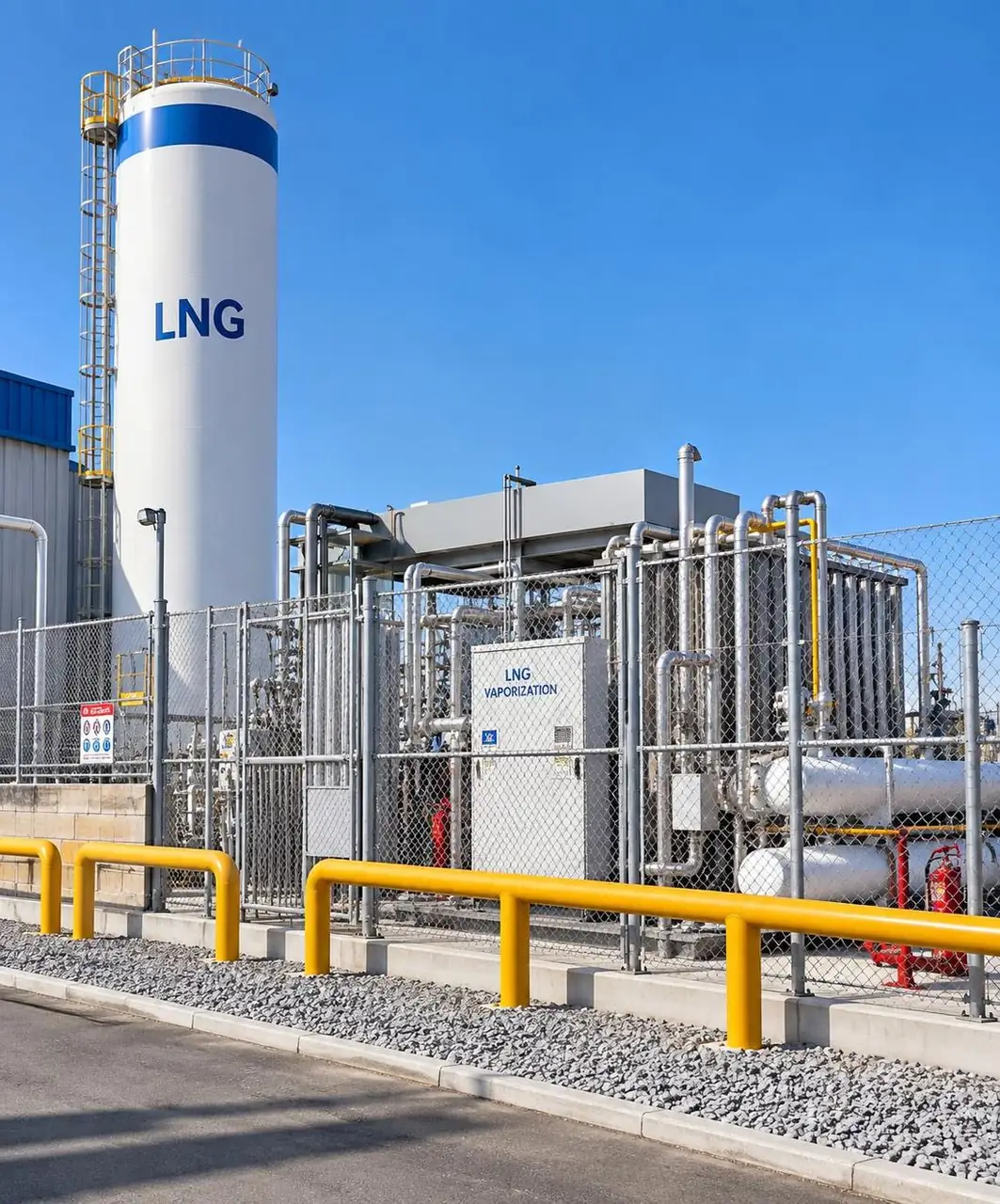 LNG storage tank and vaporization unit