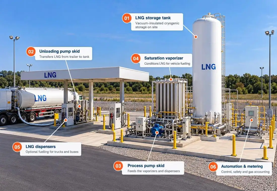 Annotated LNG supply station