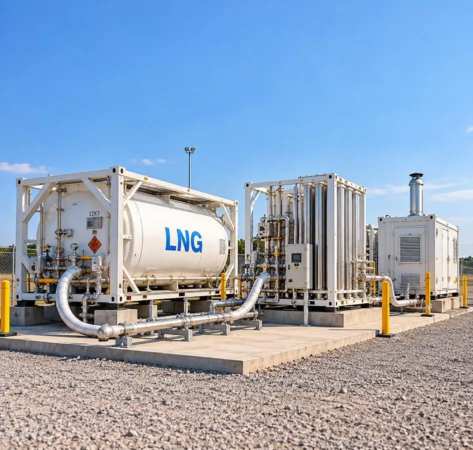 LNG ISO container with regasification skid