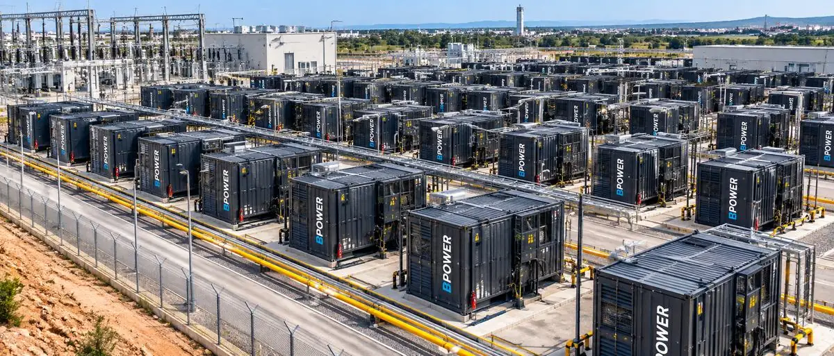 Large BPOWER modular generation plant next to a substation