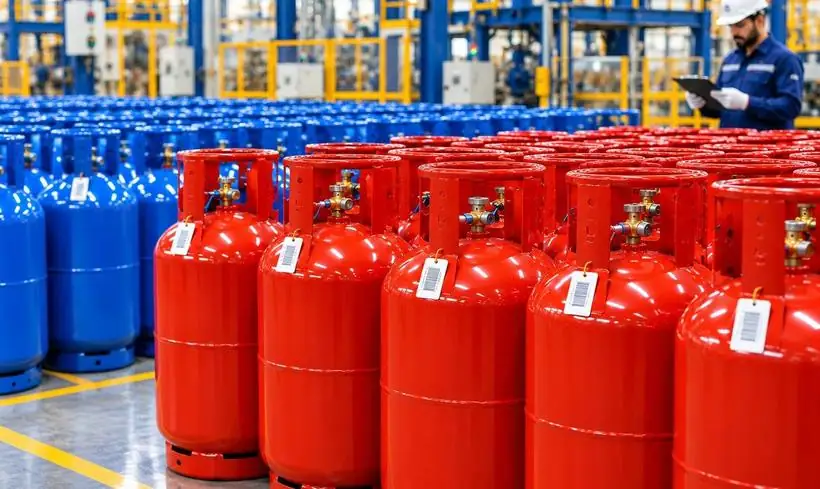 Finished red LPG cylinders